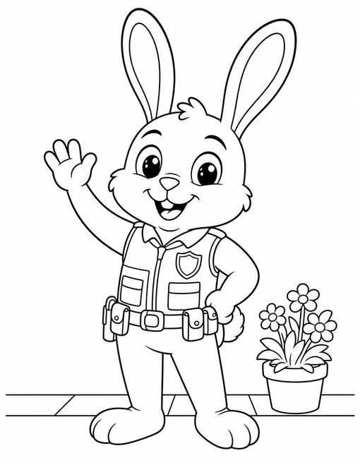 Rabbit Police Officer Wave
